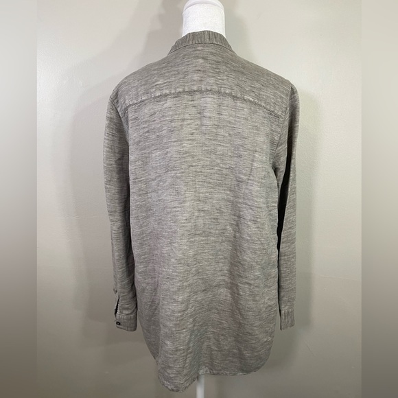 J Jill Womens Med Popover Tunic Shirt Gray Heather L-Sleeve Tencel Linen - Picture 4 of 9